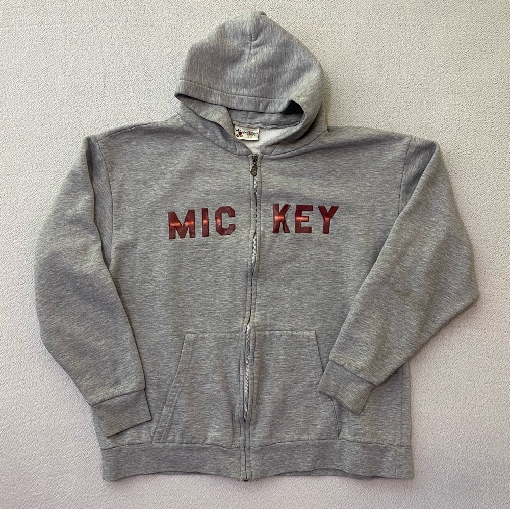 Walt Disney Vintage Adult Mickey Mouse Large Gray Hoodie Sweater